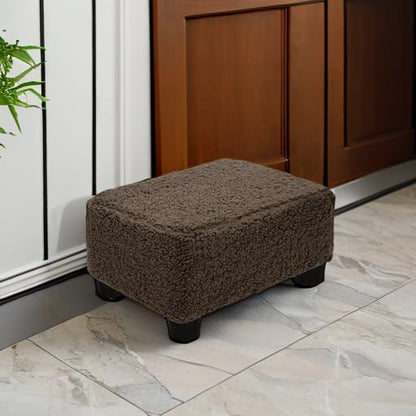 CAROLMADE Small Foot Stool Ottoman Footstool with Legs Under Desk Footrest for Living Room Bedroom and Office, Soft Brown - color: Soft Brown, size: 11"d X 15.4"w X 8.3"h