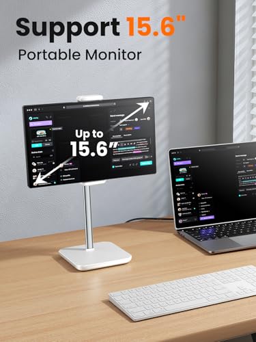 tounee Height Adjustable Tablet Stand, 3.5lb (1.6kg) Max Support, Up to 18" Tall, Slim Portable Monitors Stand Compatible with iPad Pro 12.9, Surface Pro, All 4.7"-15.6" Devices-White - color: White
