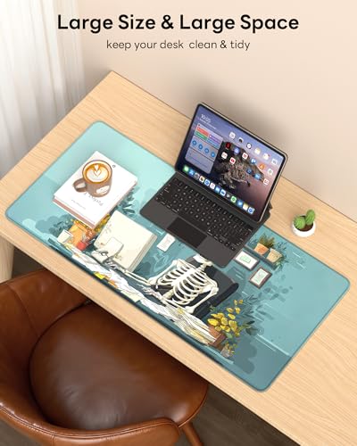 Mouse Pad 31.5x15.7in Large Desk Mat Non-Slip for Office - color: Office Skeleton, size: 31.5" x 15.7"