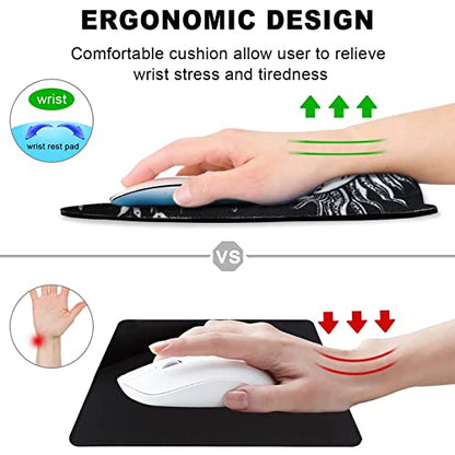 ToLuLu Mouse Pad Wrist Rest Support Gel, Ergonomic Mouse Pads with Non Slip PU Base, Mouse Wrist Rest Pad for Laptop Computer Home Office Working Gaming Pain Relief, Moon & Sun - color: Sun & Moon