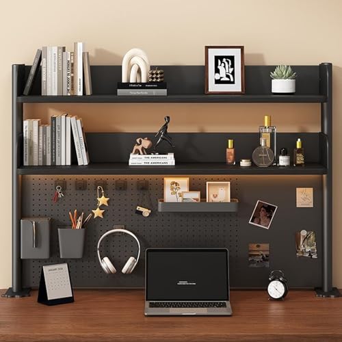 Clamp On Desks Organizer Shelf With Privacy Panel 23.6/31.5/39.3in Desk Extender Pegboard Workstation Desk- Pegboard With 20 Accessories For Gaming & Home Table(Black,60cm/23.6in) - color: Black, size: 60cm/23.6in