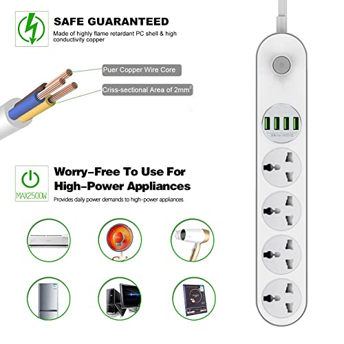 FANLIDE Universal Power Strip with USB Ports for Cruise Ship Dorm Room