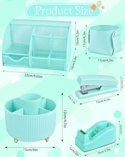 Green Desk Accessories and Organizers with Desk Organizer and 360°Rotating Pen Holder stapler Pen and a Lot of Office Green Office Supplies Beautifully Presented in a Gift Box - color: Green