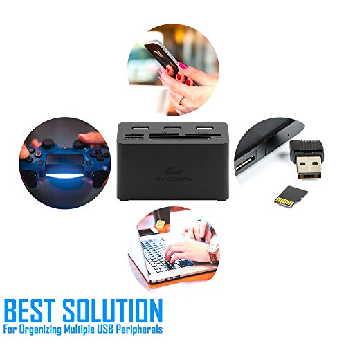 Kingwin USB C Hub Adapter w/ Card Reader Write & USB 3.0 HUB - Thunderbolt 3 Supports High Speed SD MS Micro M2 CF For Macbook, Laptop, Desktop type-c - style: USB C