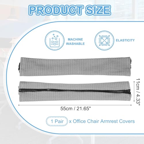 PATIKIL 22x4.3in Office Chair Armrest Covers, 1Pair, Light Gray - color: Light Gray, size: 22"