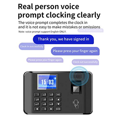 Dioche Biometric Time Recorder, Intelligent Biometric Fingerprint Password Attendance Time Clock Employee Checking in Recorder (03)