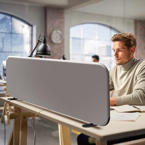 DECOLAB Desk Dividers, Standing Table Partition Panel 48"x18", Sterling - color: Sterling