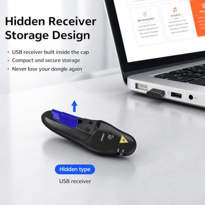 Presentation Clicker for PowerPoint, Wireless Presenter Remote USB Receiver