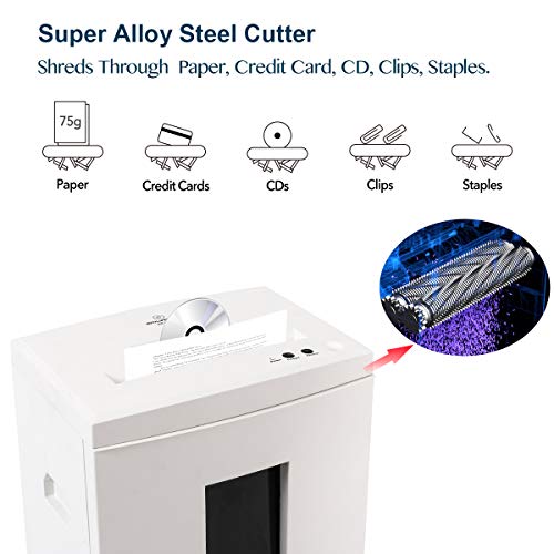 WOLVERINE SD9112 P5 Super Micro Cut Shredder, 10Sheet 60Min 6Gal 54dB White | P-5 Super Micro Cut | 2×12mm | 10-Sheet | 60Min | 54dB | 6Gal | Shreds CD+Cards | ETL Certified | 1-Year Warranty - size: 10-Sheet Level P5-White