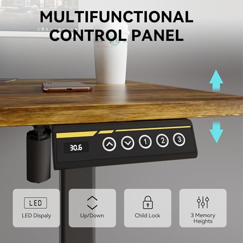 48 x 24 Inch Electric Standing Desk, 3 Memory Presets, Brown - color: Brown, size: 48*24