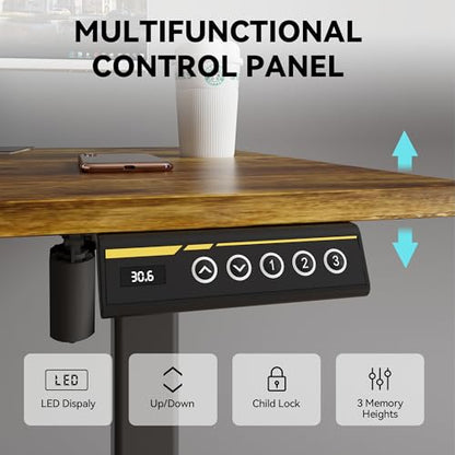 48 x 24 Inch Electric Standing Desk, 3 Memory Presets, Brown - color: Brown, size: 48*24
