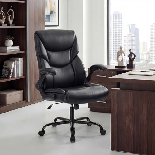 Executive Office Chair, PU Leather, Adjustable Height - color: Black