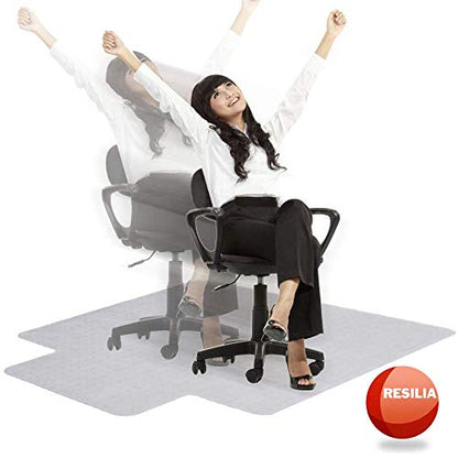 RESILIA Office Desk Chair Mat with Lip - for Low Pile Carpet (with Grippers) Clear, 45 Inches x 53 Inches, Made in The USA - color: Clear, size: 45" x 53" with lip