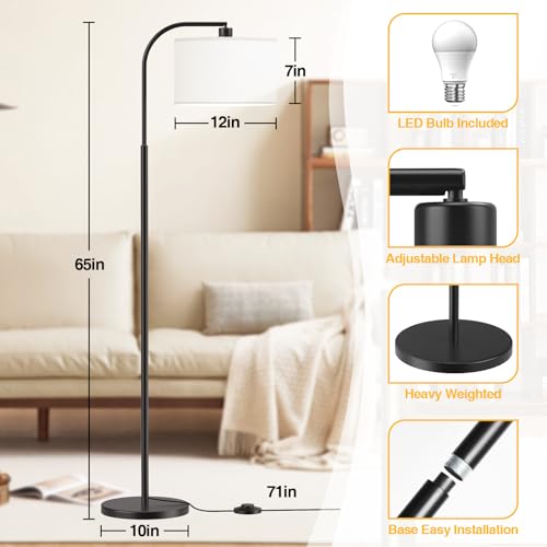 Black Floor Lamp, Arc Floor Lamps for Living Room - color: Black