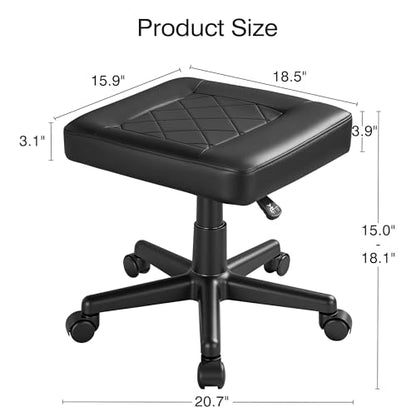 VECELO Under Desk Footrest, PU Ergonomic Foot Rest with Wheels, Comfort Padding, Height Adjustable for Relieving Leg Pain, Stiffness, Black - color: Black