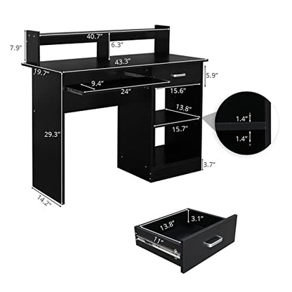Karl home Computer Desk Study Writing Desk, Black - color: Black, size: with Keyboard 1