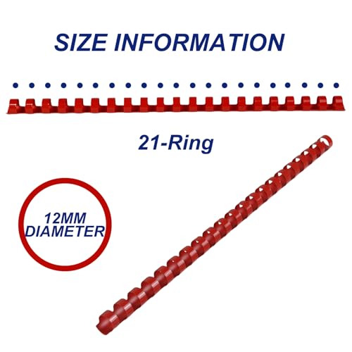 Rayson CR-10-100-M Plastic Binding Combs 3/8in. 21-Ring, 55-Sheet Capacity, Colorful Comb Binding Spines, Max. Binding A4 Size Paper (8.3"×11.7"), Box of 100 - size: 3/8", style: A4 - Available in 7 Vibrant Colors