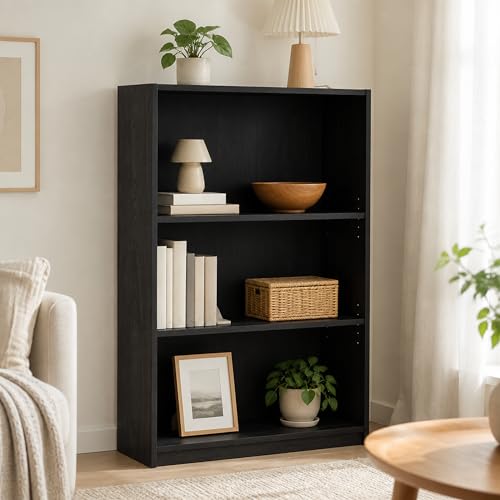 3-Tier Bookcase with Adjustable Shelves, Open Storage Bookshelf, Book Shelf, 9.5 x 24.5 x 40.3, for Living Room, Home Office, Bedroom, Espresso - color: Espresso, size: 3 Tier