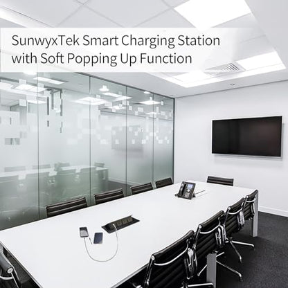 Pop Up Power Outlet, Conference Table Recessed Power Outlet Desktop Socket with PD 20W USB C Fast Charge, Stainless Steel Receptacle Outlet for Conference Office Countertop