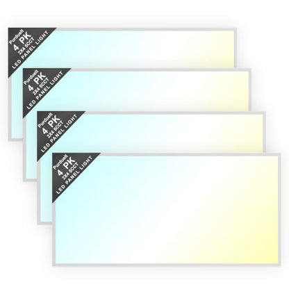 4 Pack 2X4 LED Flat Panel Light Drop Ceiling Office Fixture 5 CCT 3000K-6500K Adjustable & 5 Wattage 30W-40W-50W-60W-72W Selectable, 0-10V Dimmable,LED Troffer Flat Panel Light - size: 2x4 4PACKS
