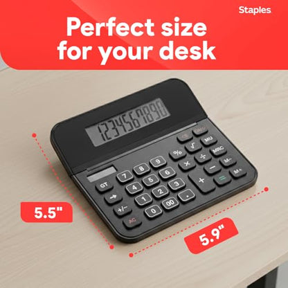 Staples 10-Digit Desktop Calculator, Solar/Battery, Large LCD Display, Basic Financial Functions, Compact Office Desk Calculator - style: 1 Pack