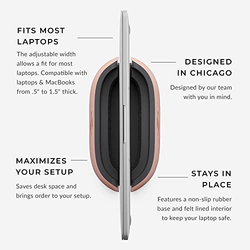 HumanCentric Vertical Laptop Stand in Vegan Cognac Leather, Adjustable - color: Cognac Leather