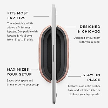 HumanCentric Vertical Laptop Stand in Vegan Cognac Leather, Adjustable - color: Cognac Leather