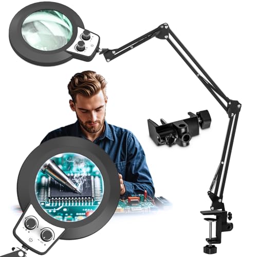 HITTI 12X Extra Long Magnifying Glass with Light, Upgrade Infinite Color - size: 12X 35 INCH Clamp