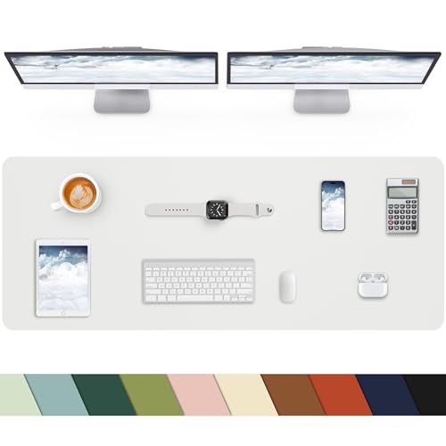 Leather Desk Pad Protector, Office Mat, Large Mouse Pad, Non-Slip Blotter, Laptop Pad, Waterproof Writing Pad for Office & Home (Ivory White, 40" x 17") - color: Ivory White, size: 40" x 17"