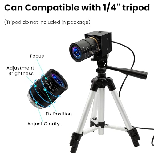 UHD 4K USB Camera, 2.8-12mm Varifocal Zoom Lens Mini Webcam | Plug and Play, Low Power Consumption USB Camera, Support OPENCV for Windows/Linux/Raspberry Pi/Mac - size: 2.8-12mm Varifocal Lens