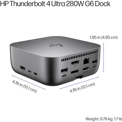HP 280W Thunderbolt 4 Ultra Dock Port Replicator Bundle w/DKZ Hub (Universal Thunderbolt/USB-C Docking Station, Single Cable for Charging, Data Transfers to Any Brand Laptop) - style: 280W Thunderbolt 4