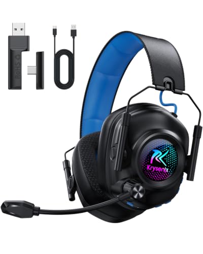 Wireless Gaming Headset with Mic for PS5, PS4 & PC, 7.1 Surround Sound - color: Blue