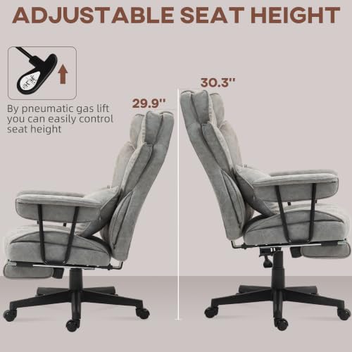 HOMCOM Massage Executive Office Chair 6 Vibration Points 400LBS Gray - color: Grey