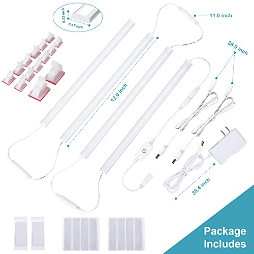 Under Cabinet LED Lights, Dimmable Under Cabinet Lighting, 4 Pack LED Lights for Kitchen Under Cabinet, Under Counter Light Natural White 4500K - color: Natural White, size: 4*12 Inch