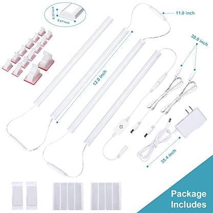 Under Cabinet LED Lights, Dimmable Under Cabinet Lighting, 4 Pack LED Lights for Kitchen Under Cabinet, Under Counter Light Natural White 4500K - color: Natural White, size: 4*12 Inch