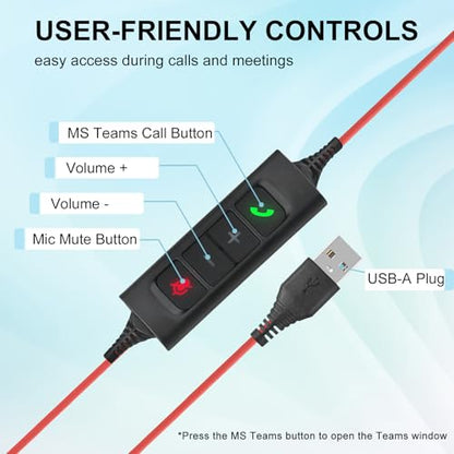 Callez Wired USB Headset with ENC Dual Noise Cancelling Mics for PC Laptop