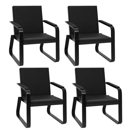 Waiting Room Guest Chair with Padded Arms, PU Leather Office Furniture, Lobby Conference Reception Chairs, Office Guest Seating for Clinic,Airport,Hospital,Barber,Salon,Bank(Black, 4) - style: 4-1-Seat Chair