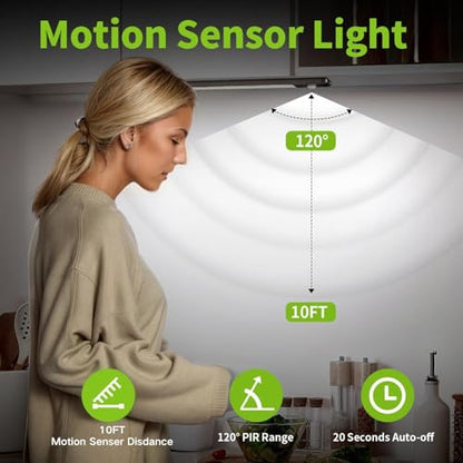 Slim Motion Sensor Under Cabinet Lighting, LED Rechargeable - size: 12 inch-2pack