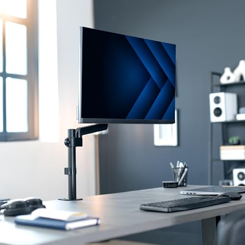 VIVO Single Monitor Arm Mount for 17 to 32 inch Screens - Tension Height Adjustment, Full Articulating Tilt, Swivel, Heavy Duty VESA Stand with Desk C-clamp and Grommet Option STAND-V001K - color: Black, size: Single Mount