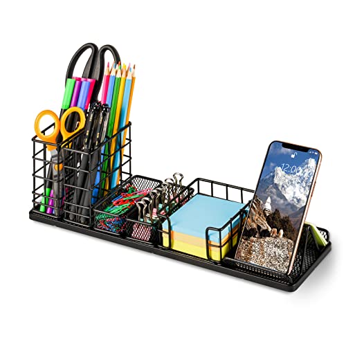 Topwey 7 in 1 Desk Organizer and Accessories | School, Home, Office - color: Jet Black