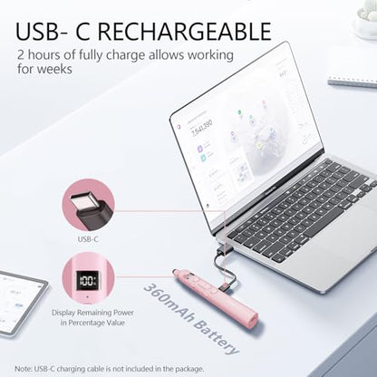 N21 Bluetooth Presentation Clicker for PowerPoint with Retractable Pointer - color: Pink - Green Pointer