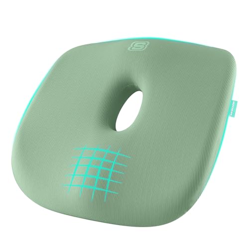 Skechers Seat Cushion Memory Foam,Donut Pillow Office Chair Cushion for Tailbone Pain Relief,Butt Pillow for Office Chair,Car seat Cushion,Long Sitting Office Workers,and Car Drivers,Green - color: Green
