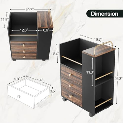 ModernMate 20" Mobile File Cabinet with 3 Drawers & Lockable Wheels