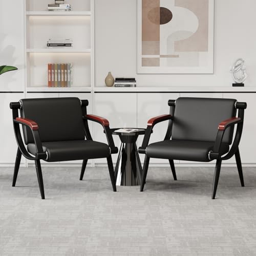 wonline Office Waiting Room Chairs Set of 2 Black Reception Guest Chairs with Arms Lobby & Waiting Room Furniture for Clinic, Hospital, Airport, Salon, Bank, Barber - color: Black, size: 2pcs*1-seat