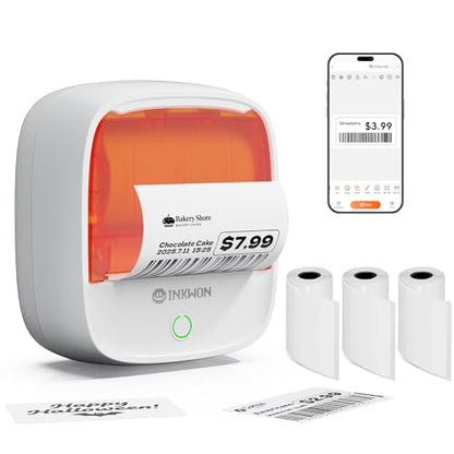 B21 Label Maker, 2-Inch Bluetooth Label Maker Machine with 3 Tapes – Thermal Label Printer Ideal for Small Business, Address, Barcode, School, Office, Home - color: White-Orange, style: Machine + 3 Tapes