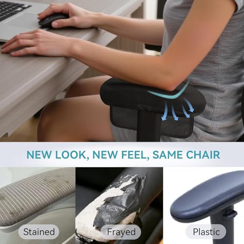 Virelis Ergonomic Office Chair Armrest Covers (Set of 2) - Soft Foam Arm Rest Pads for Elbow & Forearm Pressure Relief - Universal Stretch Fit for Gaming & Office Chairs, Black