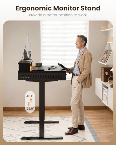 OffiGo 48 Inch Electric Standing Desk with 3 Wood Drawers