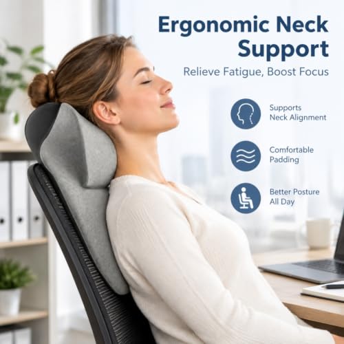 Office Chair Headrest, Adjustable Neck Support Pillow with Removable Washable Cover - Head Rest Attachment for Office Chairs and Wheelchairs, Neck Pillow for Desk Chair Napping (Blue) - color: Blue