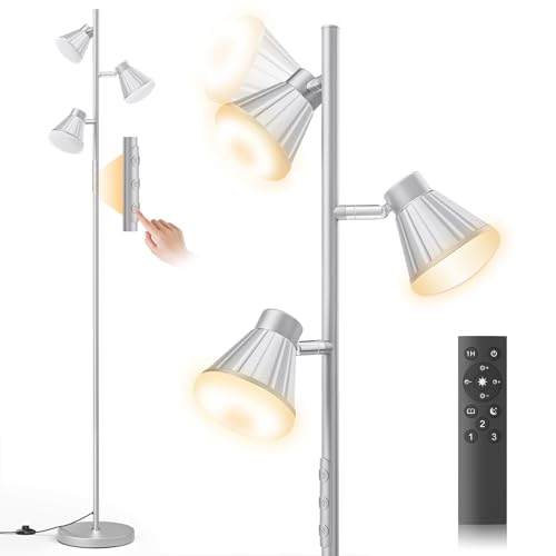 SIBRILLE 36W LED Tree Floor Lamp with Remote for Living Room Bedroom - color: Silver