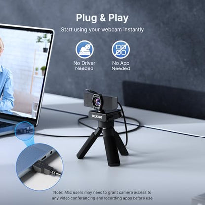 NexiGo N60 Pro 4K Webcam for PC, 4K UHD Sony Sensor, Autofocus, 1080p 60 fps, Noise-Canceling Mics, Privacy Cover, Distortion-Free Lens, 4X Digital Zoom, Works with Switch 2/Zoom/Teams/Google Meet - style: 4K Webcam